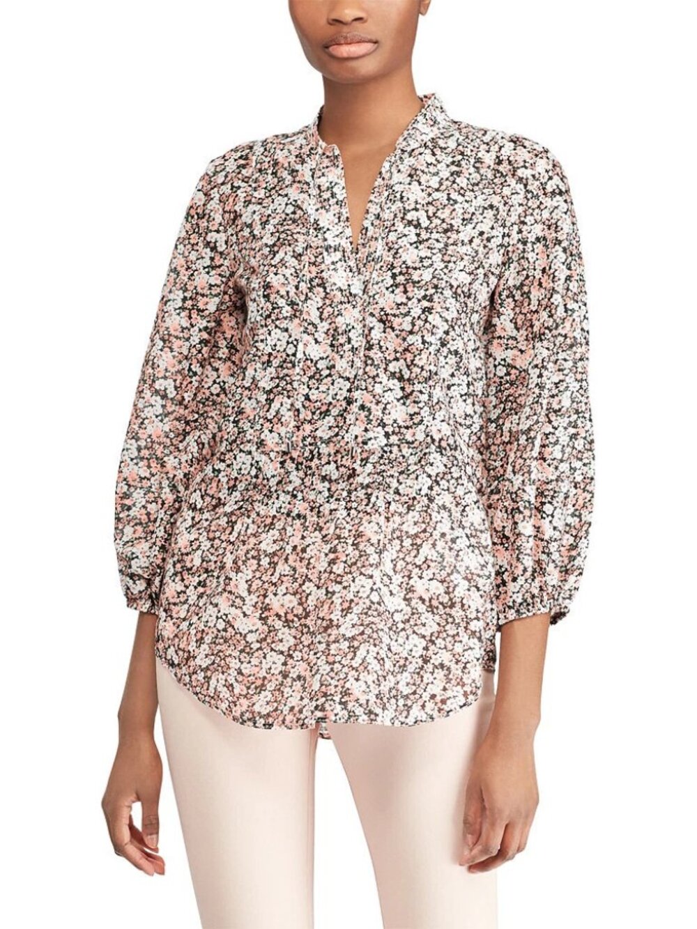 NWT New Ralph Lauren Floral Cotton Silk Blouse Size L